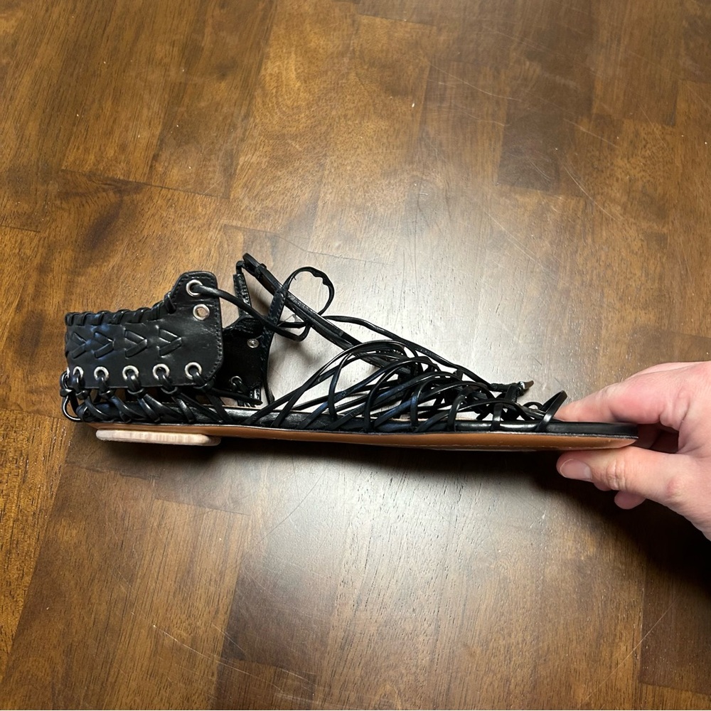 Never worn Alaia Black Whipstitch Leather Flat Sandal Size EU 38.5 or U.S. 8 - Picture 11 of 14